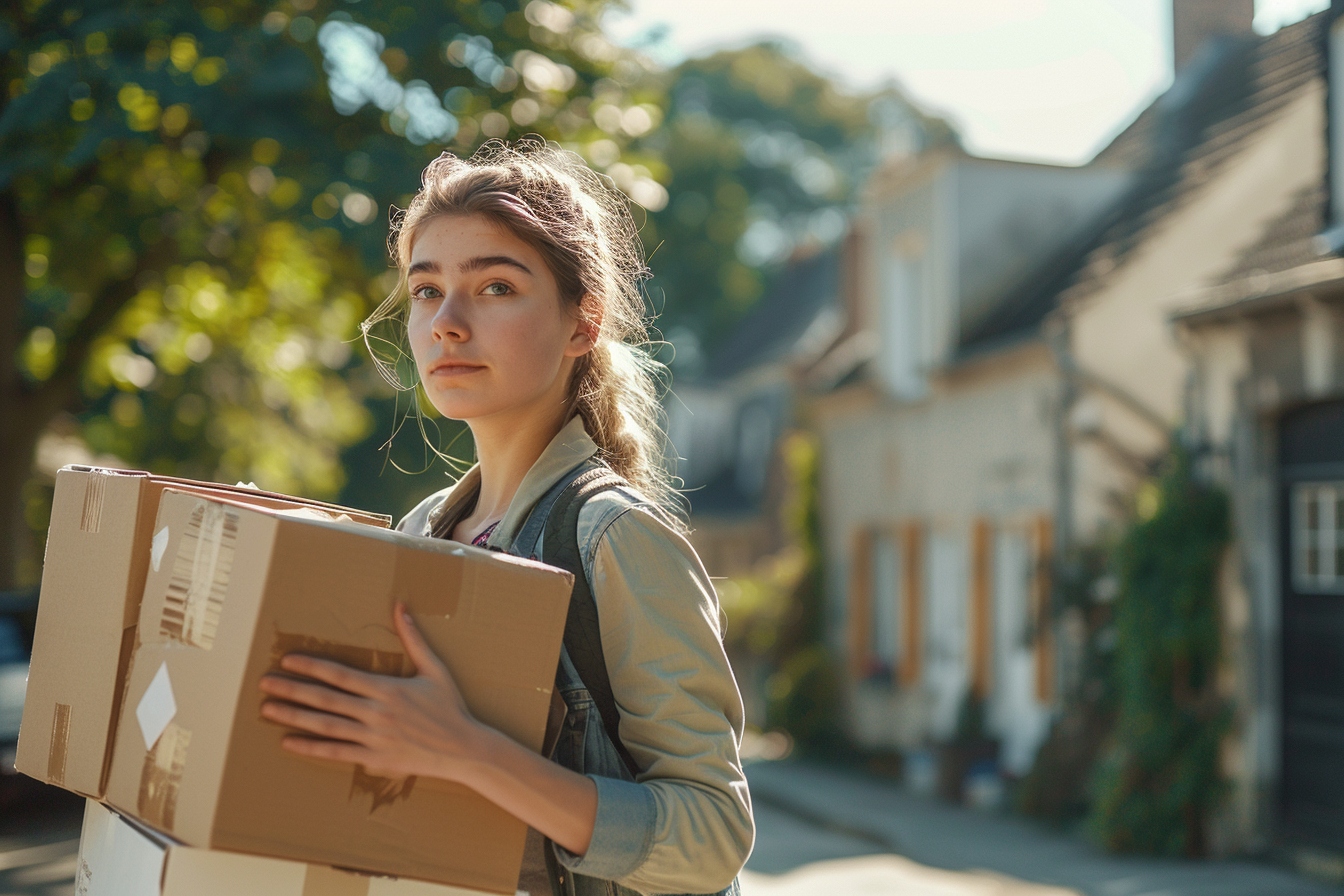 Guide étape par étape pour déménager sans CDI à Amiens avec des cartons et un camion de déménagement en arrière-plan
